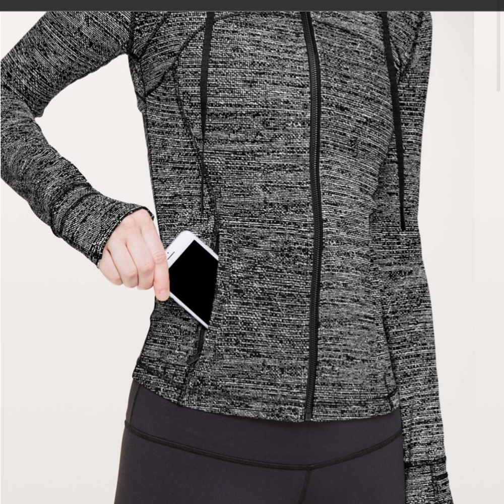 LULULEMON HOODED DEFINE JACKET-TWILLINES WH/BLACK - Picture 9 of 14